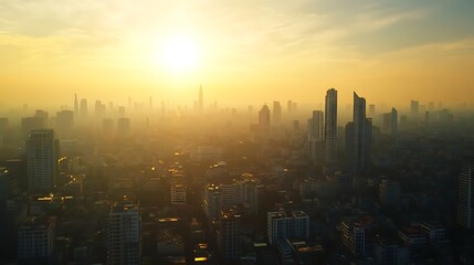 Fototapeta premium Urban scene skyline morning view metropolis