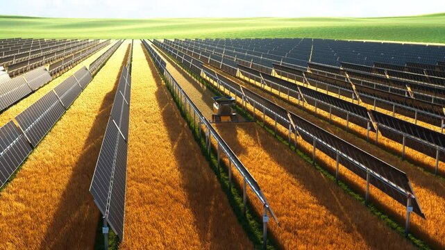 Agriculture and renewable energy: Solar panel installation with tracking system