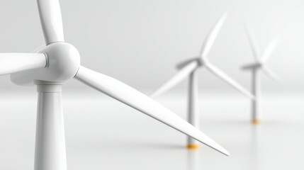 Wind turbines on white isolate background