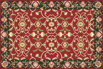 Christmas folk art design Carpet with modern Pattern and texture having trending colors in high resolution
