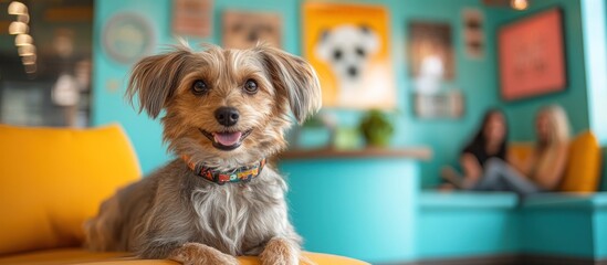 Adorable Dog on a Yellow Couch