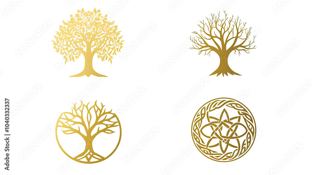 Poster celtic tree of life vector with intricate patterns generative ai