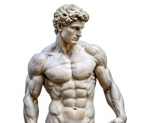 Statue of David isolated on white background. 3D illustration.