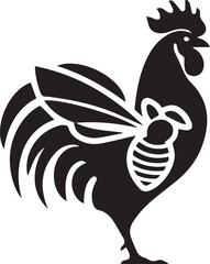 Rooster and bee vector of silhouette art of illustration