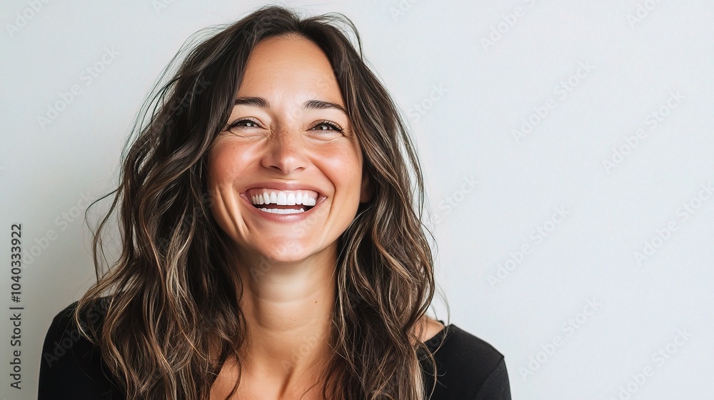 Wall mural Joyful Woman with Flawless Skin Laughing Happy