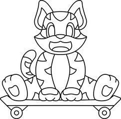 Tiger Skater Skateboard Animal Vector Graphic Art Illustration