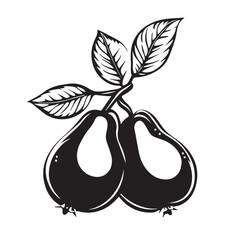 Pears In cartoon, hand-drawn flat style. image for social media, websites and UI. Isolated 2D vector design in logo, icon, sketch style, simple line vector, single color. AI Generative Art.