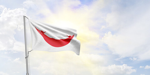 Easter Island Rapa Nui flag waving on sky background. 3D Rendering