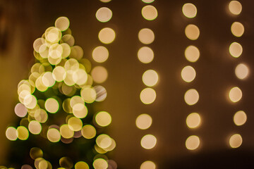 blurred Christmas lights. soft focus. greeting card