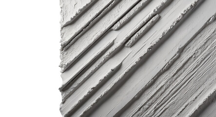 Monochrome abstract close-up of a textured surface with angular ridges and geometric patterns, creating a minimalist and structured design. Isolated from the background