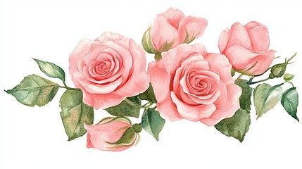  Elegant Vintage Pink Roses Bouquet Painting for Wall Art