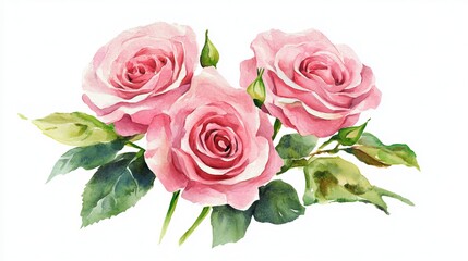  Elegant Vintage Pink Roses Bouquet Painting for Wall Art