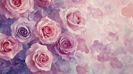  Elegant Vintage Pink Roses Bouquet Painting for Wall Art