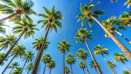 Obraz premium Aerial view of palm trees against clear blue sky