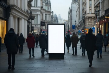 a london street pavement advertising board, we see the advertising board front, straight on, the board is blank white --ar 3:2 --style raw --v 6.1 Job ID: 11e68354-602c-4657-bc82-12724920b74d
