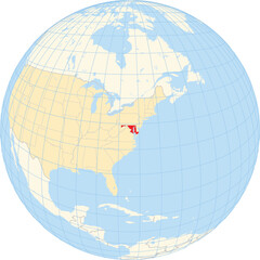Symbol Map of the State Maryland (United States of America) showing the earth globe with the highlighted state