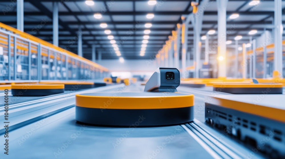 Poster A robotic system performing high-speed sorting tasks in a clean logistics facility, efficient and dynamic environment with a focus on sorting automation, Dynamic style