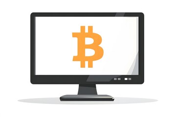 digital bitcoin cryptocurrency on the monitor of the computer, representing technology, blockchain and currency