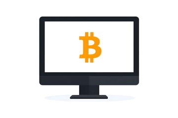 digital bitcoin cryptocurrency on the monitor of the computer, representing technology, blockchain and currency