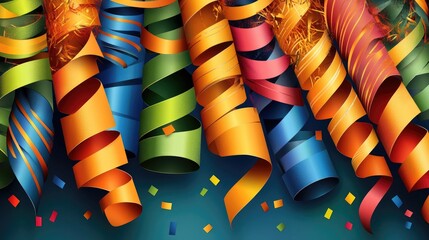 Colorful confetti and spiral streamers celebrate a festive occasion in a cheerful display