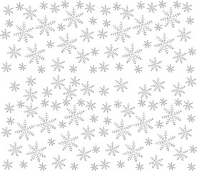 Snowflake seamless pattern. Repeating snowflakes patter. Hand draw winter design for prints. Repeated black falling snow isolated on white background. Doodle crystal. Sketchy star. Vector illustration
