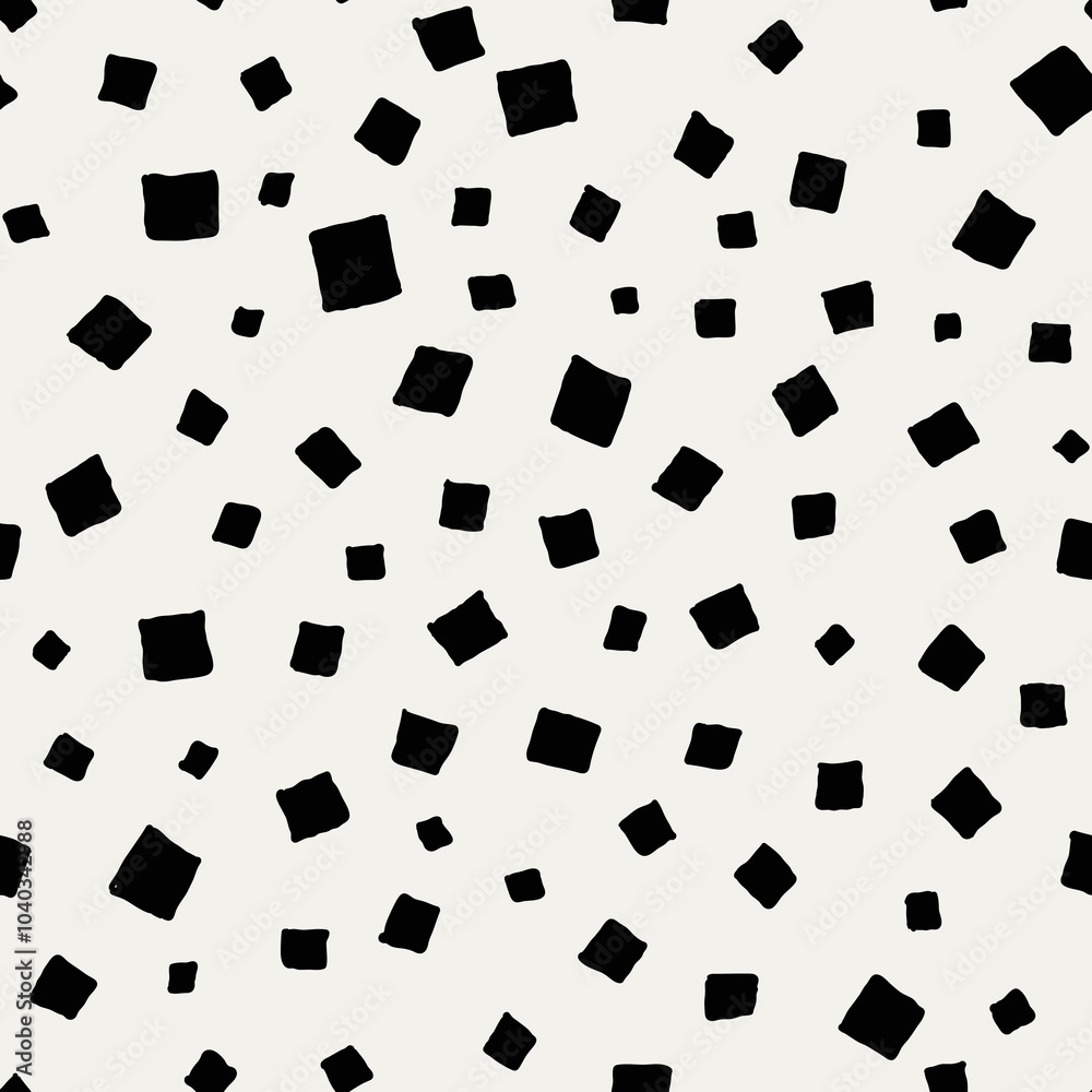 Aufkleber hand drawn squares pattern. scattered square shapes on white background. seamless vector illustratio