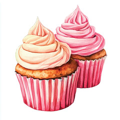  Cupcakes watercolor clipart illustration