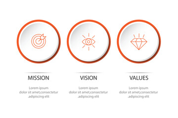 Mission,vision,values,graphic design template.eps 10 on white backgruond