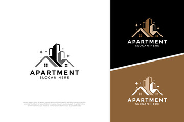 Elegant Apartment construction logo design concept, real estate agency logo template