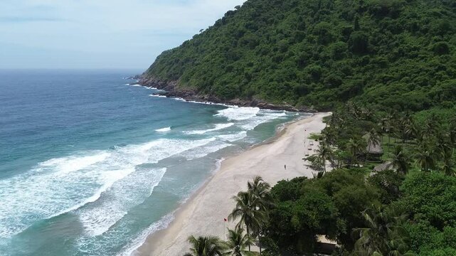 Aerial video of Playa Brava, Tayrona Natural Park, Colombia