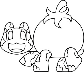 Turtle Tomato Animal Vector Graphic Art Illustration