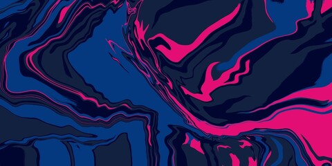 Swirly abstract liquid background. Full frame, textures abstract grey, blue, hot pink glowing wave background. Liquid backdrop copy space. Swirling distorted artistic display of fluid motion effect