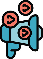 Megaphone is spreading share symbol icons, representing a content sharing concept