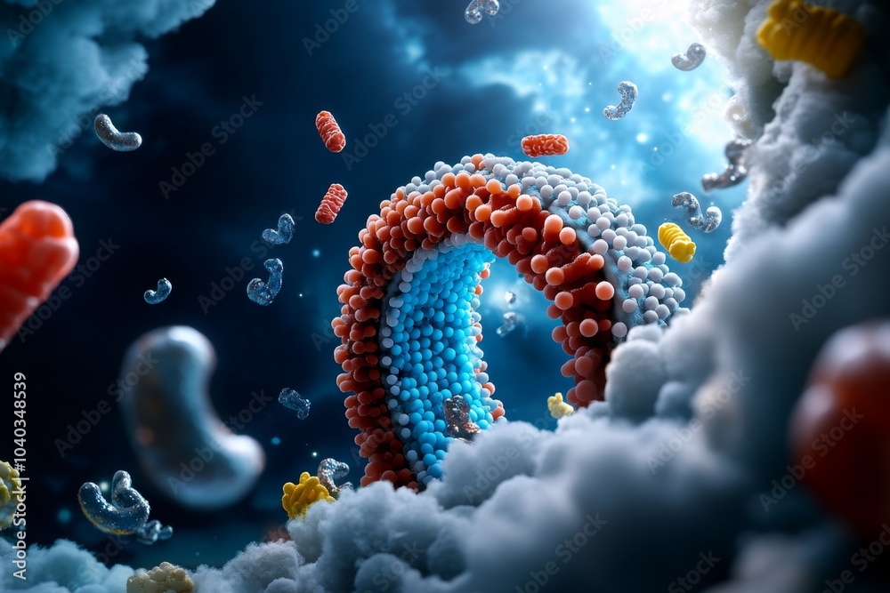 Poster dynamic movement of lipid molecules and proteins within the cell membrane, with ion channels activel