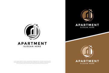 Fototapeta premium Elegant Apartment construction logo design concept, real estate agency logo template