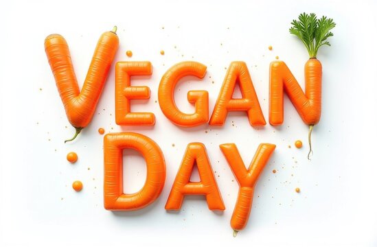 word letters vegan day in the form of carrots