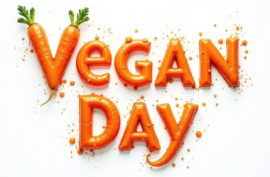 word letters vegan day in the form of carrots