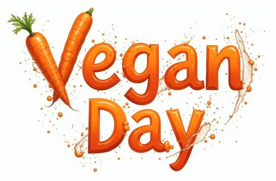 word letters vegan day in the form of carrots