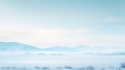 Fototapeta premium Serene Winter Landscape with Snow-Covered Fields