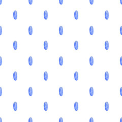 Blue ovals watercolor background. Seamless hand drawn simple geometric pattern in polka dot style for children textile, fabric texture, wallpapers