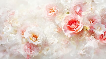 Vintage Floral Bouquet Painting Soft Pink Roses for Elegant Interiors