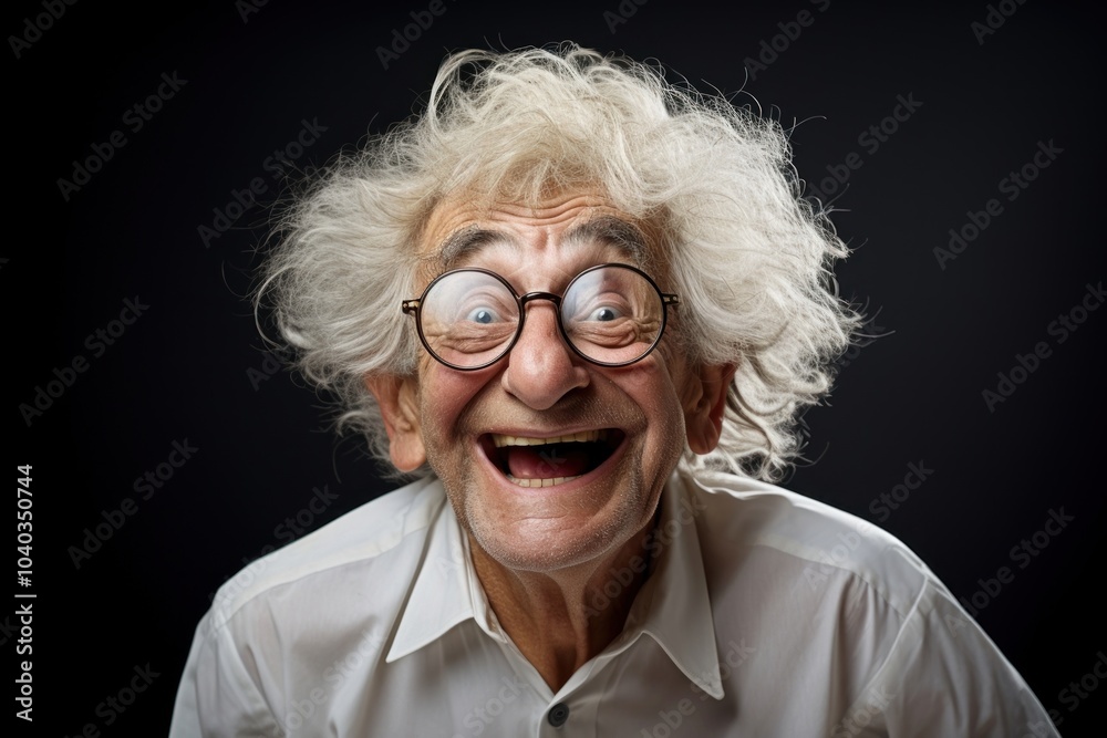 Canvas Prints Eldery portrait laughing glasses.