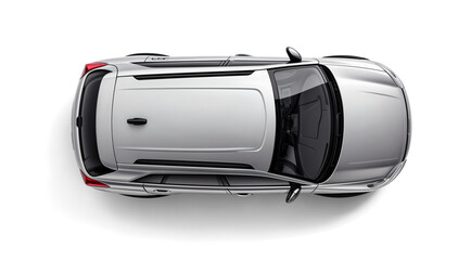 Silver SUV Car, Top View. Isolated on Transparent Background. PNG.