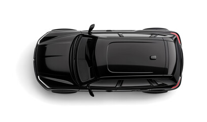Modern Black SUV Car, Top View. Isolated on Transparent Background. PNG.