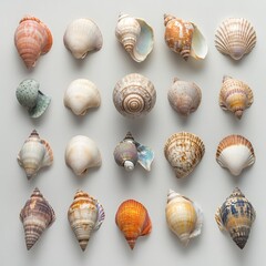 Set of a scientific arrangement of seashells