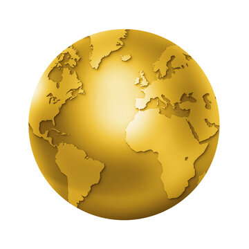 Fototapeta Gold world globe isolated on transparent background