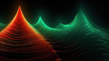 Christmas tree in music equalizer or music waveform. Party card for winter holidays.