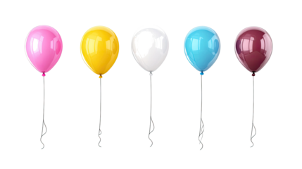 Colorful Collection of Balloons on a Transparent Background Generative AI