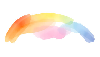 Cute watercolor rainbow element isolated on white background, hand painted clip art of a weather symbol with a white accent, png