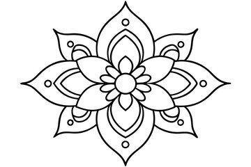 Traditional Indian Mehndi Flower Ornament Designs Vector Silhouette